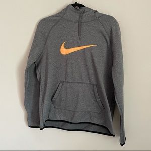 Nike Dri-Fit Gray Orange Swoosh Kids Hoodie Jacket